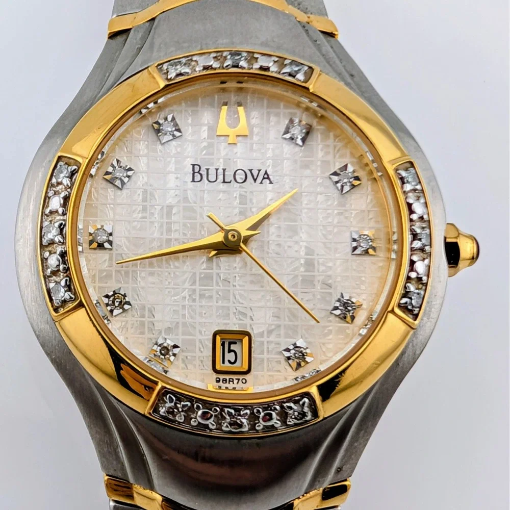 Bulova 98R70 Diamond Gallery Maestro Textured MOP Dial Quartz Watch